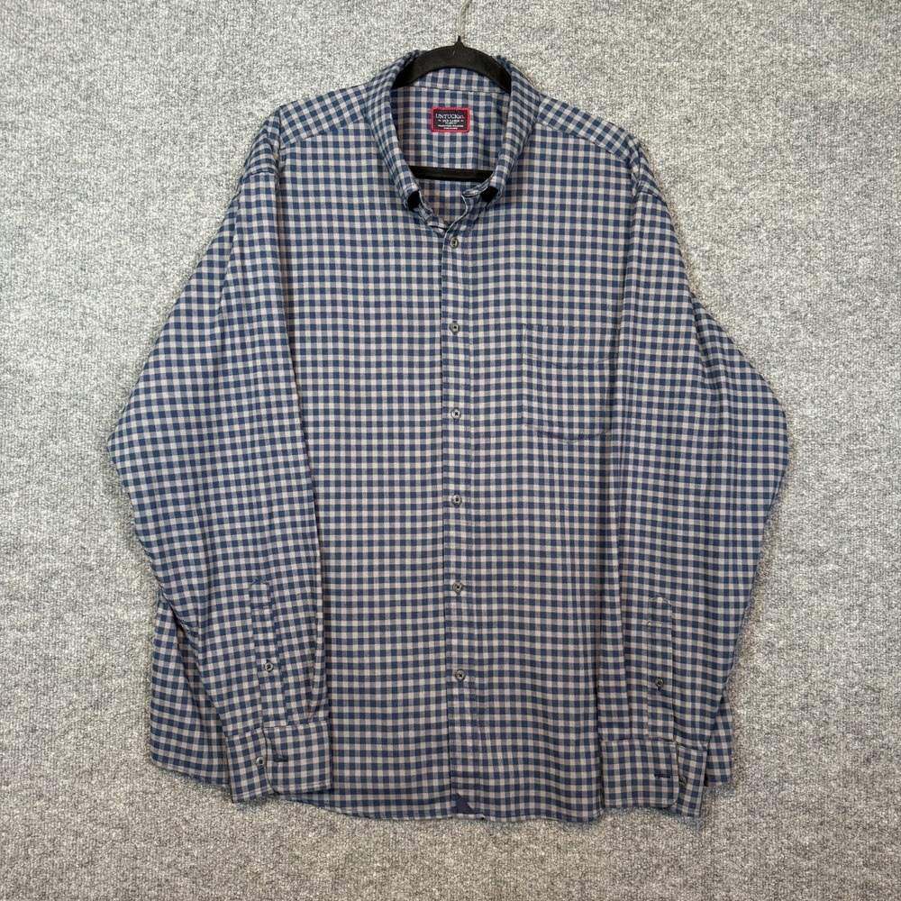 Untuckit Shirt Mens 3XL XXXL Check Plaid Blue Slim Fit Button Up‎ Flannel